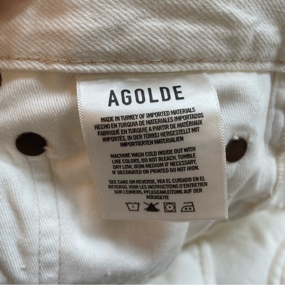 Agolde High Waisted Straight Leg White Denim with Button Fly Size 27 - Picture 5 of 11
